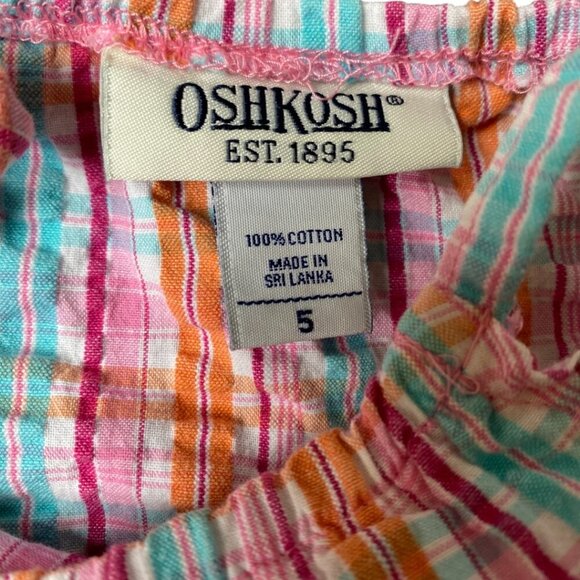 Vintage Y2K OshKosh B'gosh Plaid Ruffle Flower Sundress - Girls Size 5 - Picture 4 of 6